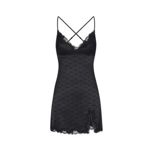 SKIMS Jacquard Lace Slip Dress in Onyx Size L NWT🖤